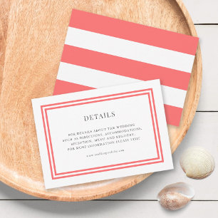 Editable Colour White Stripes Wedding Details Enclosure Card