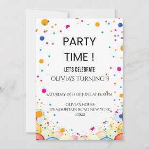 Editable Coloured Confetti Birthdayday Invitation