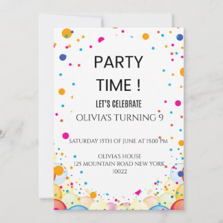 Editable Coloured Confetti Birthdayday Invitation