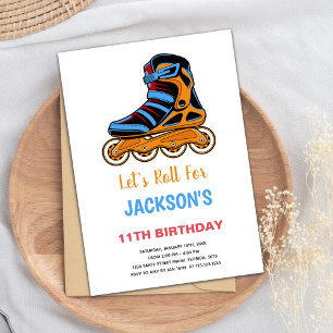 Editable Colourful Girls Skate Party Invite