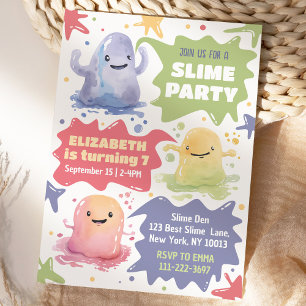 Editable Colourful Slime Party Invitation Template