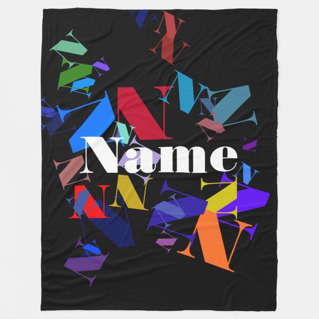 Editable colourful text Any name or word you choos Fleece Blanket (Front)