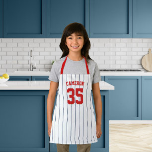 Editable Colours Baseball Jersey Stripes Name Kids Apron
