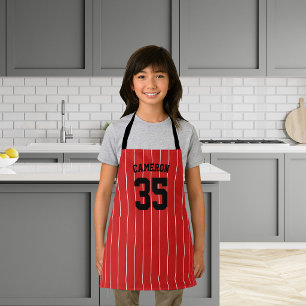 Editable Colours Baseball Jersey Stripes Name Kids Apron