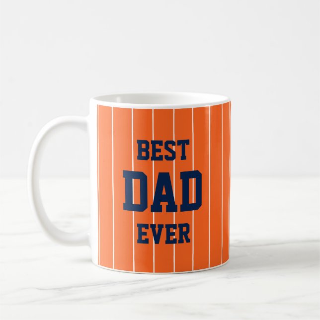 Editable Colours Baseball Stripes Best Dad Ever Coffee Mug (Left)