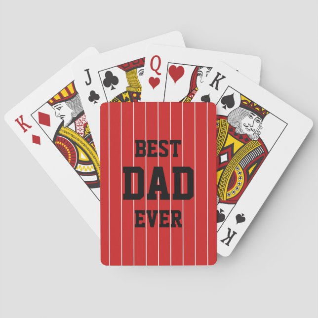 Editable Colours Baseball Stripes Best Dad Ever Playing Cards (Back)