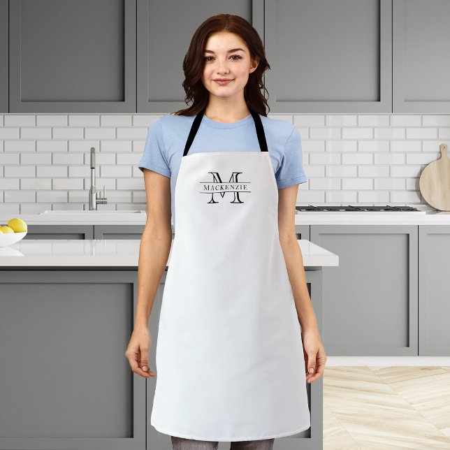 Editable Colours Classic Border Name Monogram Apron (Creator Uploaded)