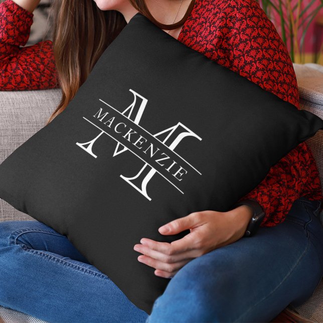 Editable Colours Classic Border Name Monogram Cushion (Creator Uploaded)