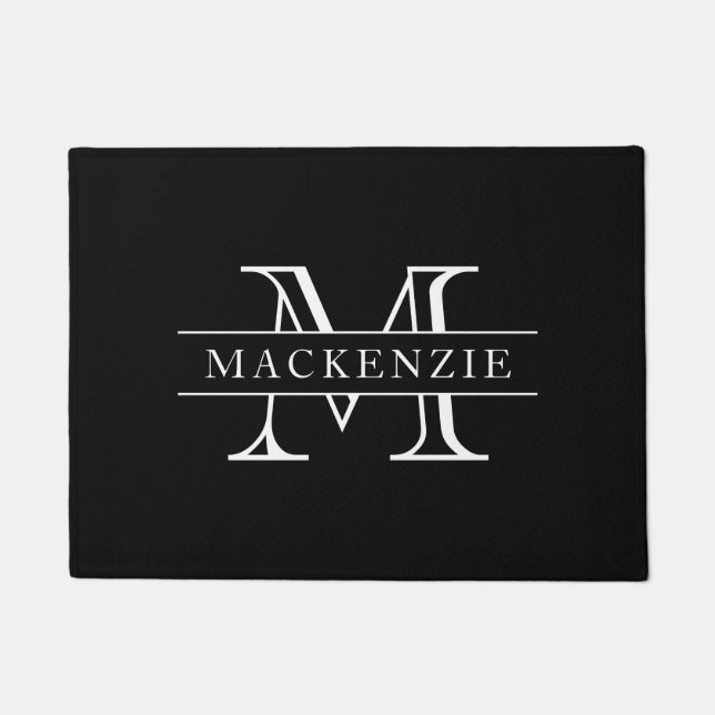 Editable Colours Classic Border Name Monogram Doormat (Front)