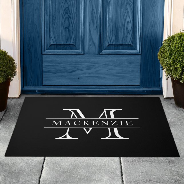 Editable Colours Classic Border Name Monogram Doormat (Creator Uploaded)
