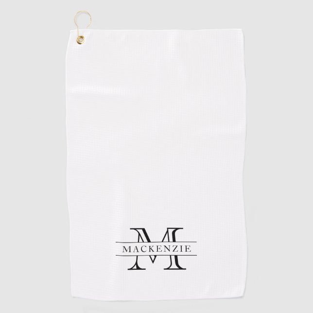 Editable Colours Classic Border Name Monogram Golf Towel (Front)