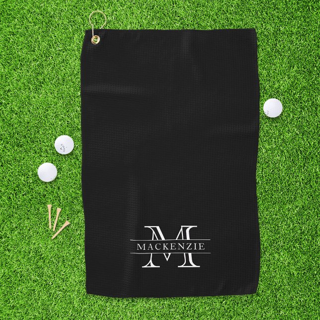 Editable Colours Classic Border Name Monogram Golf Towel (Creator Uploaded)
