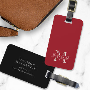 Editable Colours Classic Border Name Monogram Luggage Tag