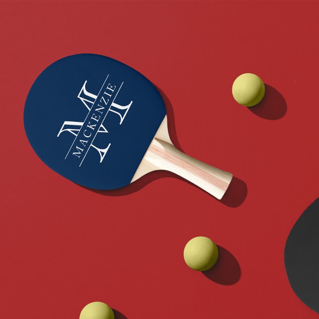 Editable Colours Classic Border Name Monogram Ping Pong Paddle (Creator Uploaded)