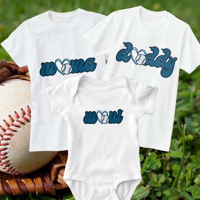 Editable Colours Daddy Love Baseball Matching  T-Shirt (Creator Uploaded)