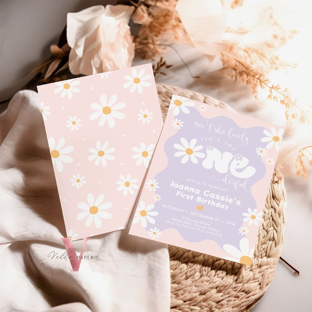 Editable Colours ONEderful Daisy Summer Birthday  Invitation (Creator Uploaded)