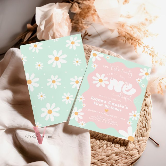 Editable Colours ONEderful Daisy Summer Birthday  Invitation (Creator Uploaded)