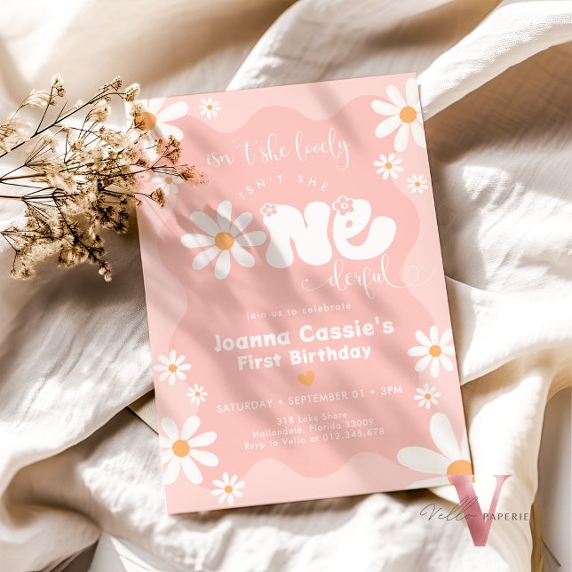 Editable Colours ONEderful Daisy Summer Birthday  Invitation (Creator Uploaded)