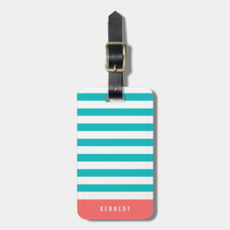 Editable Colours with White Stripes Add Name Luggage Tag