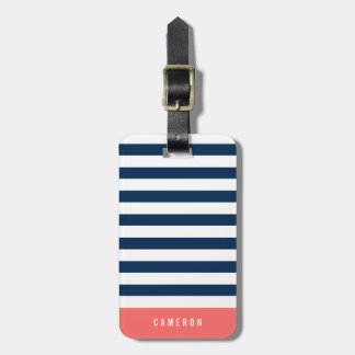 Editable Colours with White Stripes Add Name Luggage Tag