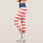 Editable Colours with White Stripes Capri Leggings<br><div class="desc">Nautical style capri-length leggings featuring a white stripes pattern with an editable background colour, click the customise button to change the background colour of the front and waist layer. *Please note that the Zazzle Watermark that appears in the zoom preview will NOT appear on the final printed product. © Rosewood...</div>