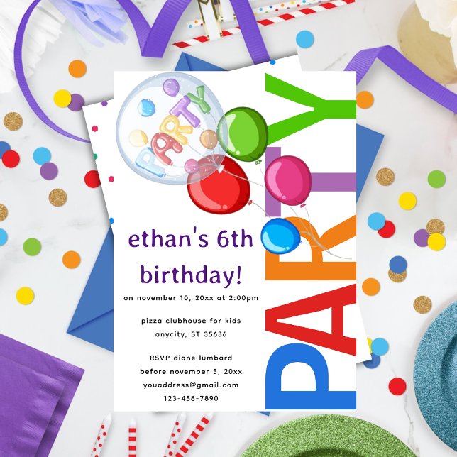 Editable Confetti Birthday Party Invitation (Creator Uploaded)