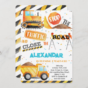 Editable Construction Birthday invitations