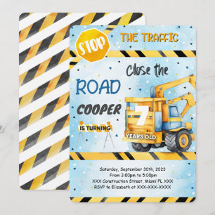 Editable Construction Birthday Party Invitation