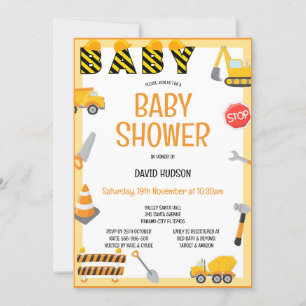 Editable Construction Invitation, Birthday, Baby Invitation