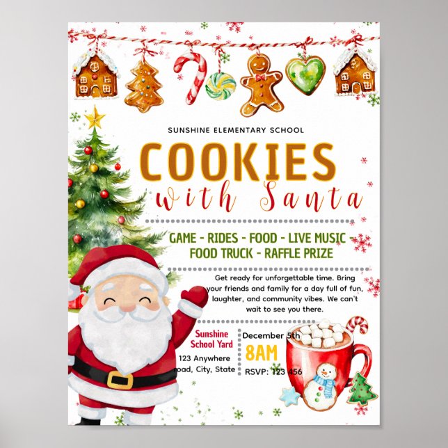 Editable cookie with santa fundraiser flyer poster (Front)