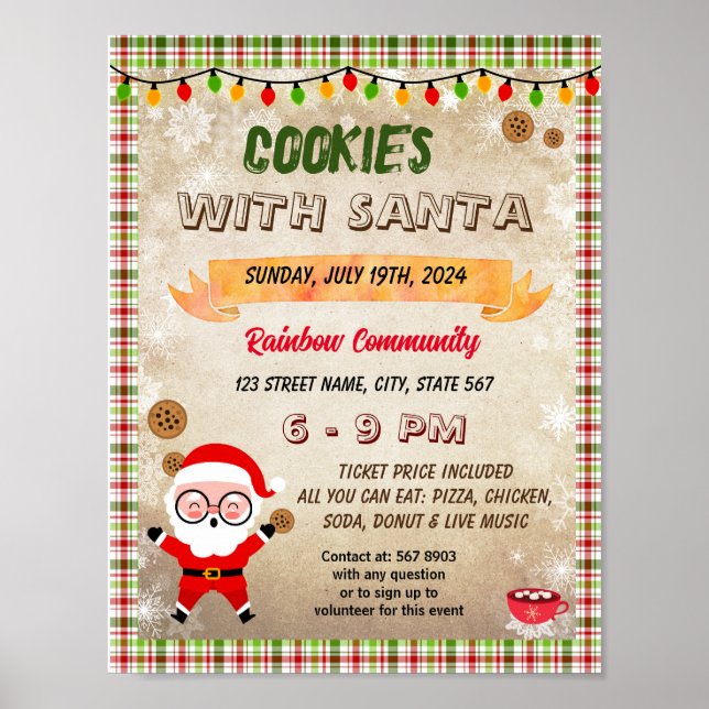 Editable Cookies with Santa flyer poster (Front)