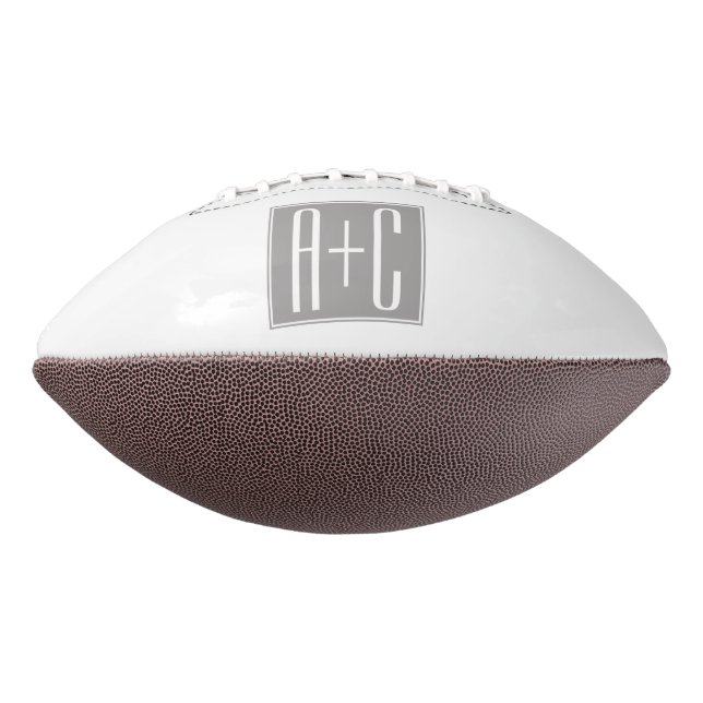 Editable Couples Initials | White & Grey American Football (Rotated 270)