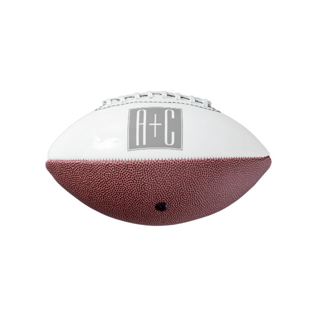 Editable Couples Initials | White & Grey American Football (Rotated 270)