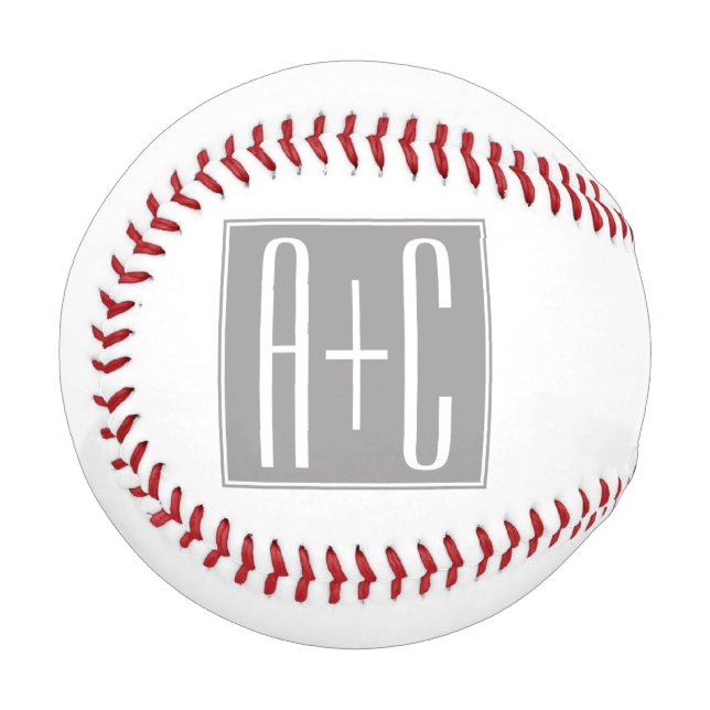 Editable Couples Initials | White & Grey Baseball (Front Left)