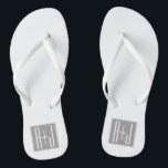Editable Couples Initials | White & Grey Flip Flops<br><div class="desc">Customizable couples initials or any other text.</div>