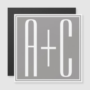 Editable Couples Initials   White & Grey Magnetic Invitation
