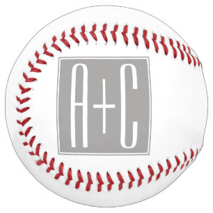Editable Couples Initials   White & Grey Softball