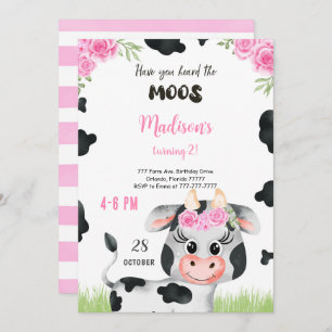 Editable Cow Birthday Invitation