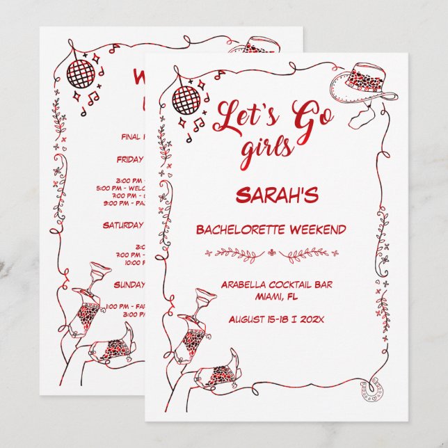 Editable Cowgirl Bachelorette Party Invitation (Front/Back)