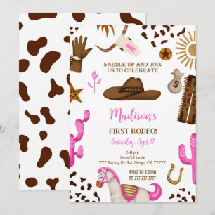 Editable Cowgirl Birthday Invitation