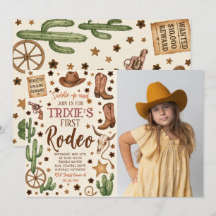 Editable Cowgirl Birthday Party Photo Invitation