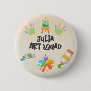 Editable Crayon Style – Artsy Paint & Palette 6 Cm Round Badge