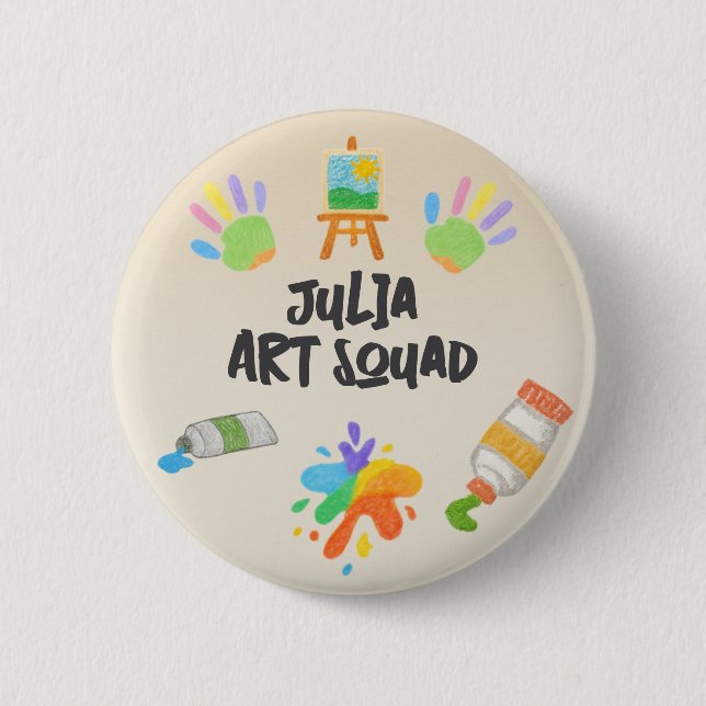 Editable Crayon Style – Artsy Paint & Palette 6 Cm Round Badge (Front)