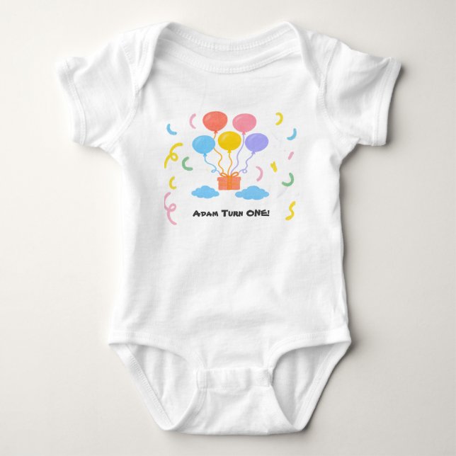Editable Crayon Style – Balloon Bash For Ages 1–2 Baby Bodysuit (Front)