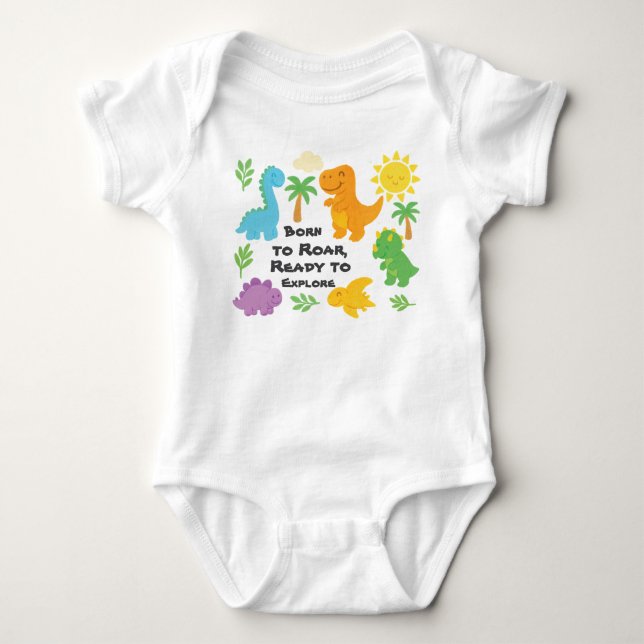 Editable Crayon Style – Dinosaur Roarsome Baby Bodysuit (Front)