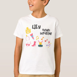 Editable Crayon Style – Pop Star Diva Birthday Kid T-Shirt