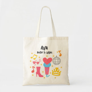 Editable Crayon Style – Pop Star Diva Birthday Tote Bag