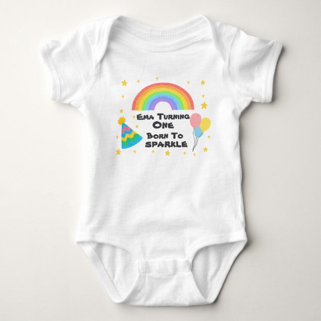 Editable Crayon Style – Rainbow Celebration Baby Bodysuit (Front)