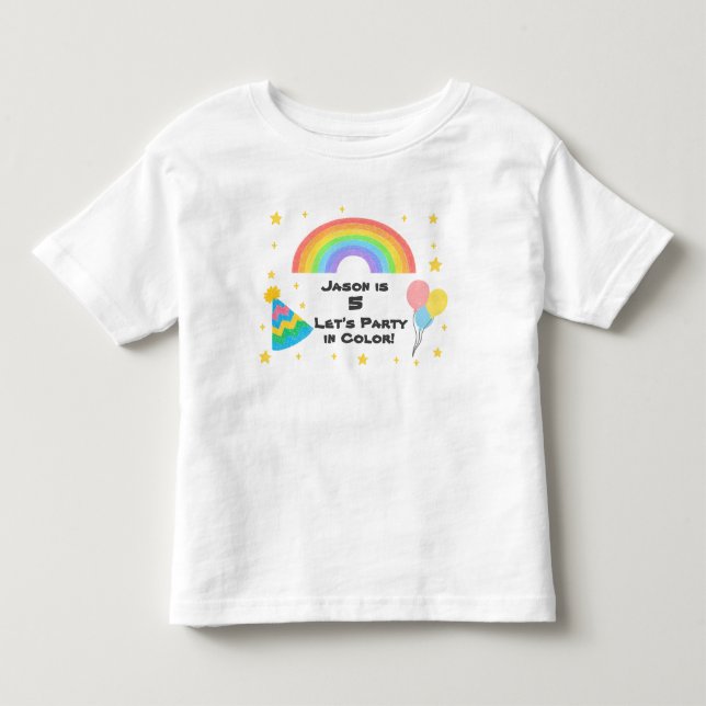 Editable Crayon Style – Rainbow Celebration Toddler T-Shirt (Front)