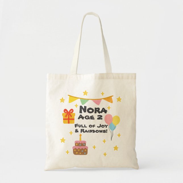 Editable Crayon Style – Rainbow Fiesta 1 to 8 Y.O Tote Bag (Front)